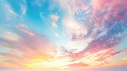 Obraz premium Highdefinition photograph of a serene sunset cloudscape with colorful cirrostratus clouds, isolated on white background