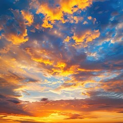 Obraz premium Highdefinition photograph of a dramatic sunset sky with layered cloud patterns, isolated on white background