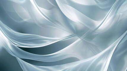 Obraz premium Ethereal white and gray wisps intertwine gracefully, creating a serene and elegant abstract visual reminiscent of delicate, flowing fabric.