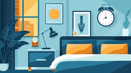 Hotel wakeup call, service detail, flat design illustration