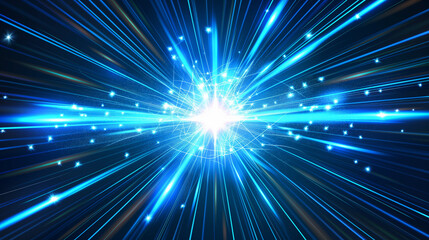 Naklejka premium Digital energy technology concept, vector abstract with blue light rays and lines