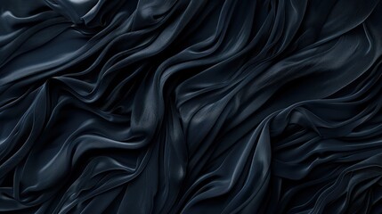 Fototapeta premium Abstract black swirls and waves against a dark background, creating a sense of depth and mystery