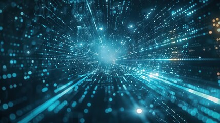 Obraz premium Futuristic digital abstract background with glowing lines and digital elements