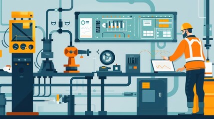 Fototapeta premium A mechanical technician testing a repaired machine