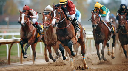 Racing horses.