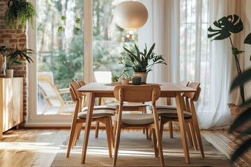 Modern scandinavian interior of dining room