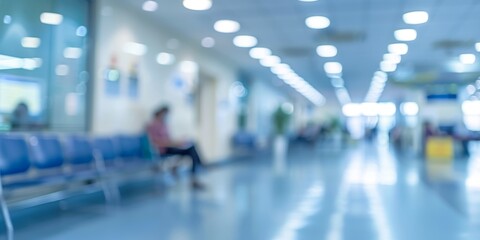 Fototapeta premium Blurred Background of a Maternal and Child Healthcare Clinic with Medical Interior, Capturing the Essence of a Hospital or Clinic Environment, Perfect for 4K High-Resolution Wallpaper, AI-Generated