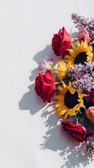Fototapeta premium Summer flowers on the white