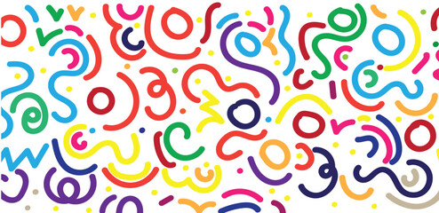 Fototapeta premium Fun colorful line doodle seamless pattern.