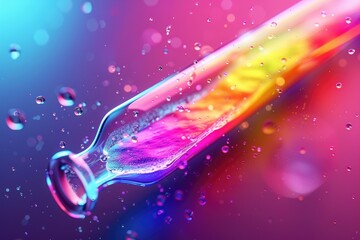 Realistic test tube, detailed glass texture, colorful liquid, laboratory background, precise lighting, photorealistic