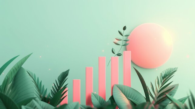 A symbolic illustration of financial concepts, featuring a dynamic graph charting upward growth. The clean, modern design emphasizes the idea of economic success and innovation, with plenty of space