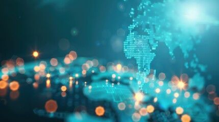 A strategic depiction of global market expansion and financial growth, showcasing a world map overlaid with graphs and currency symbols. The image offers plenty of space for adding custom content