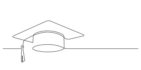 mortarboard continuous one line drawing graduation