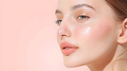 Flawless Skin in Golden Beauty Portrait with Space for Text