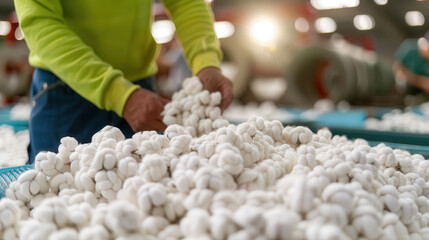 Fairtrade cotton picking and processing during Fairtrade Fortnight, emphasizing textiles and fairness.