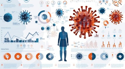 Obraz premium An infographic explaining the steps of virus detection and diagnosis, with clear visuals and concise text for easy understanding.