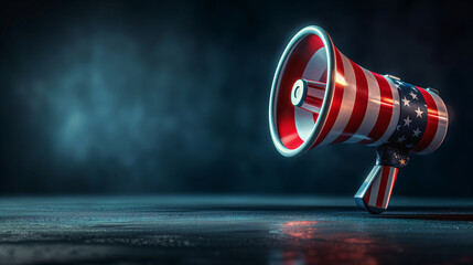 American Flag Megaphone on Dark Background
