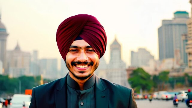 Smiling Sikh Professional in the City