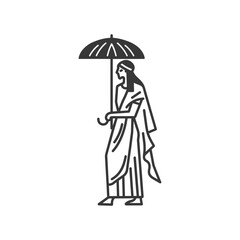 egyptian women wearing tob sebleh traditional clothing minimalist line art icon logo symbol