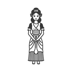 indonesian balines women wearing payas alit traditional clothing minimalist line art icon logo