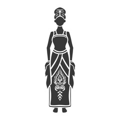 indonesian balines women wearing payas madya traditional clothing minimalist line art icon logo