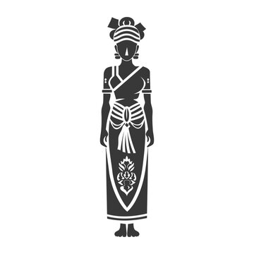 indonesian balines women wearing payas agung traditional clothing minimalist line art icon logo