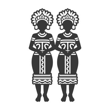 indonesian balines women wearing payas nista traditional clothing minimalist line art icon logo