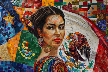 Fototapeta premium Month of Hispanic Heritage, representing cultural heritage Hispanic people, flags, art,