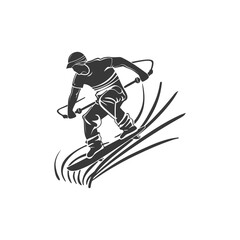 man wakeboarder athlete in action in minimalist line art icon logo symbol
