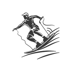 man wakeboarder athlete in action in minimalist line art icon logo symbol