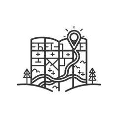 map in minimalist line art icon logo symbol