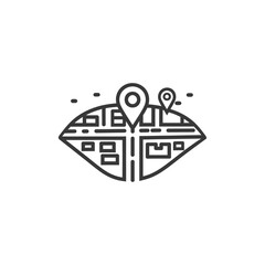 map in minimalist line art icon logo symbol