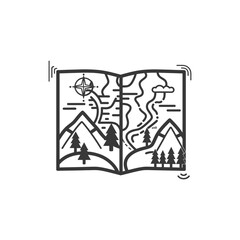 Fototapeta premium map in minimalist line art icon logo symbol