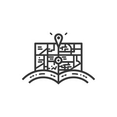 Obraz premium map in minimalist line art icon logo symbol