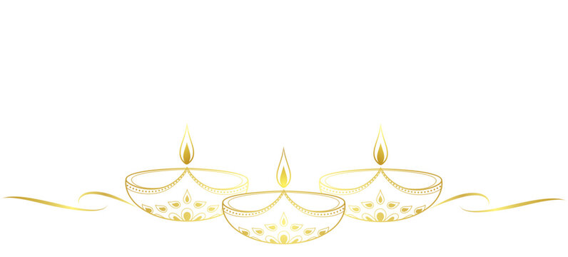 golden diya lamps on white background clip art preview