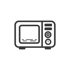 Retro Microwave Oven Line Art Icon: Minimalist Kitchen Appliance Graphic