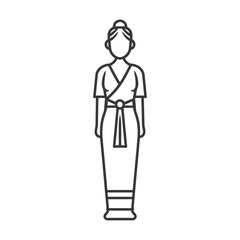 Line Art Illustration: Woman in Traditional Southeast Asian Sinhala Dress