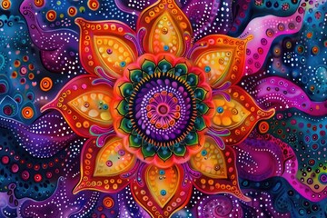 Trippy Mandala Design with Vibrant Colors and Intricate Details