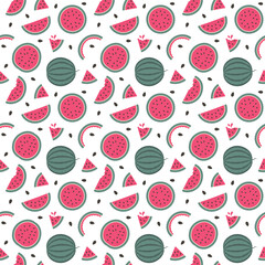 Watermelon Seamless Pattern Summer Fruit Background