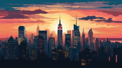 Fototapeta premium Cityscape at Sunset.