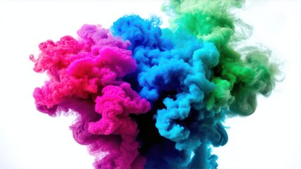 Obraz premium Multi-colored smoke on a white background