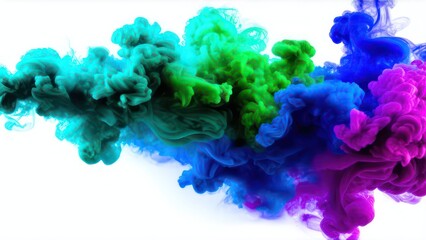 Fototapeta premium Multi-colored smoke on a white background