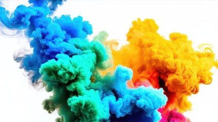 Obraz premium Multi-colored smoke on a white background