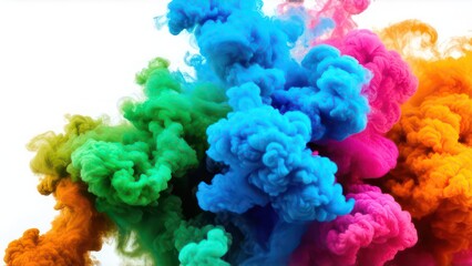 Fototapeta premium Multi-colored smoke on a white background