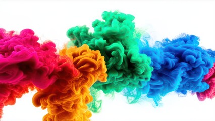 Fototapeta premium Multi-colored smoke on a white background