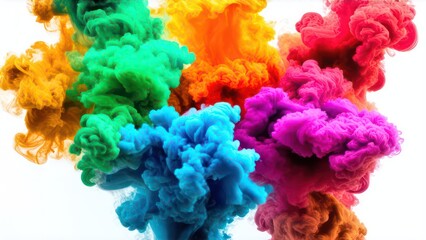 Obraz premium Multi-colored smoke on a white background