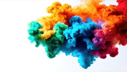 Fototapeta premium Multi-colored smoke on a white background