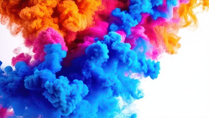 Obraz premium Multi-colored smoke on a white background