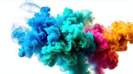 Multi-colored smoke on a white background
