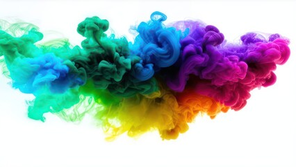 Multi-colored smoke on a white background